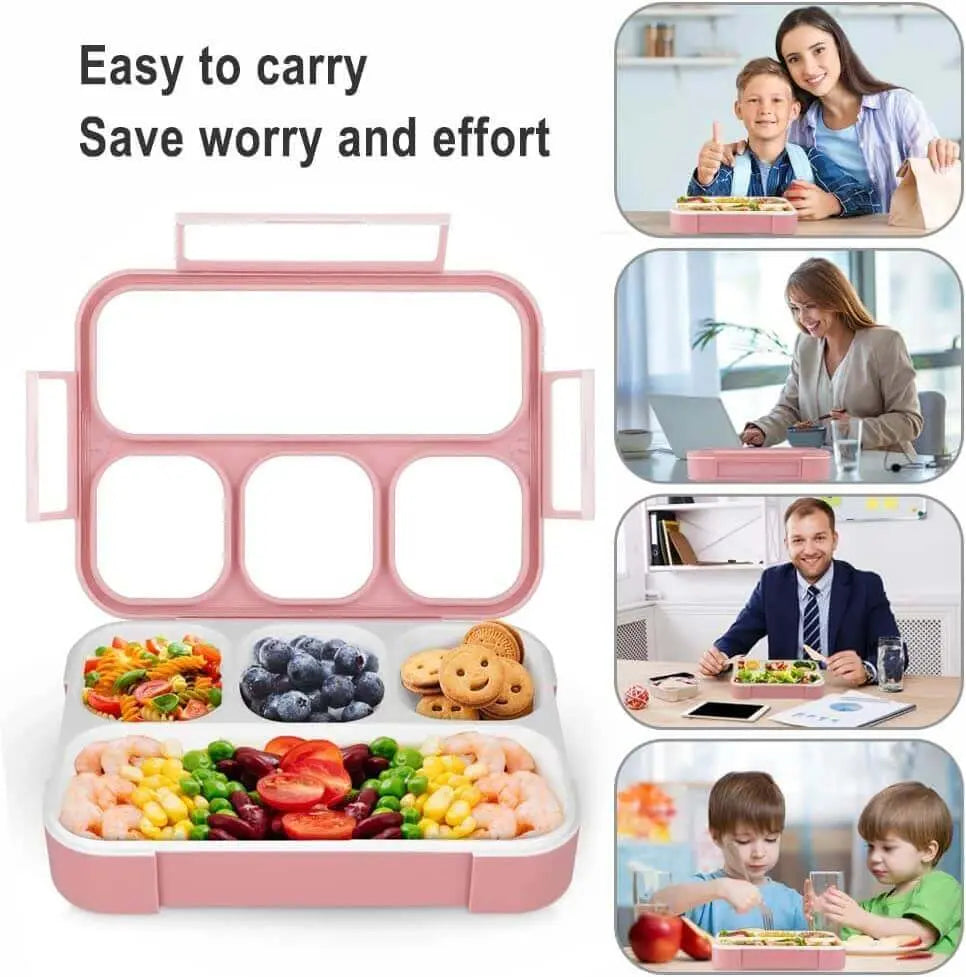 4 Compartment Plastic Leak-Proof Picnic Food Container BPA-Free Microwave and Dishwasher Safe with Spoon School Office Picnic Outdoor (Green) My Store