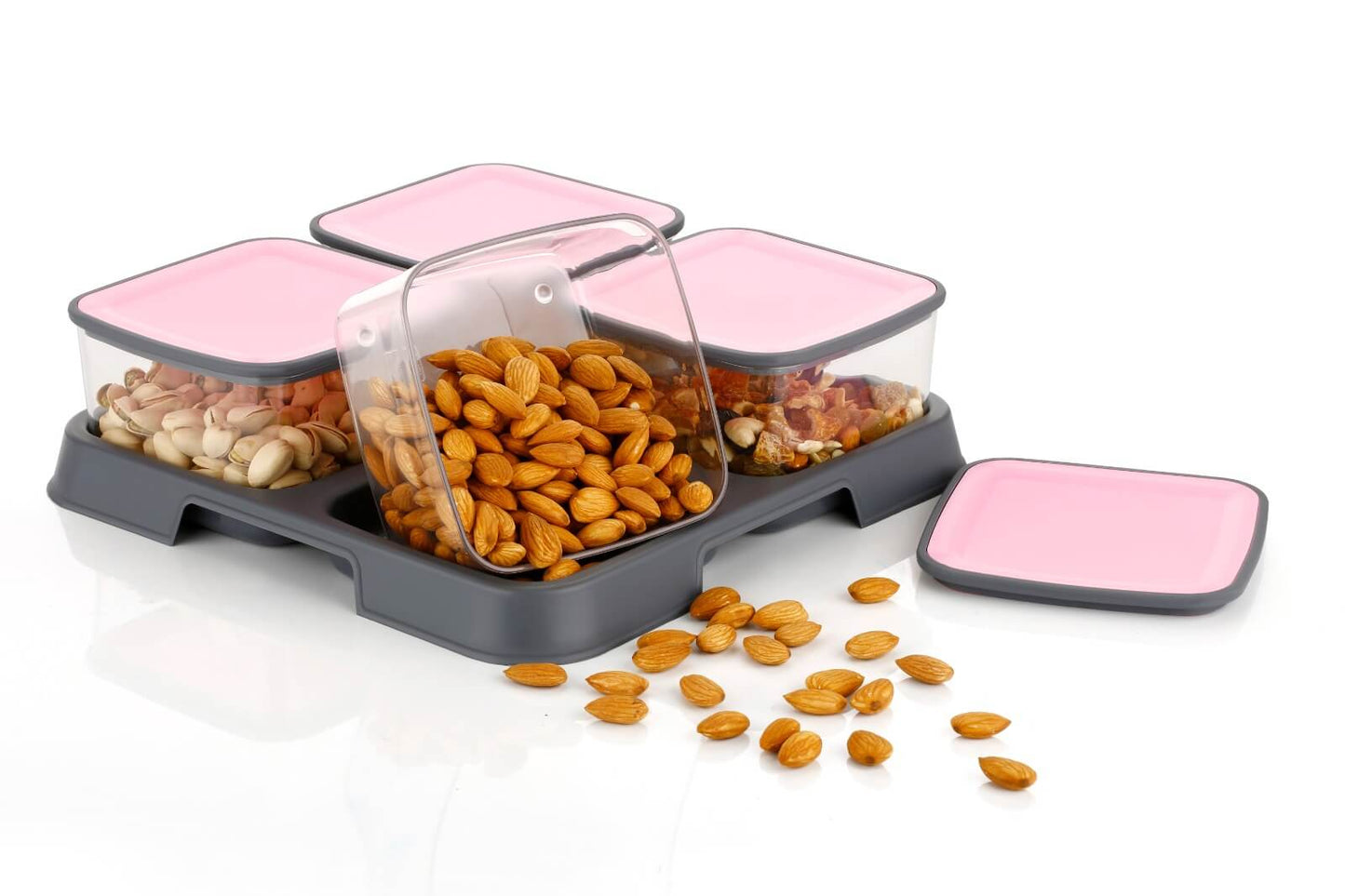 4-in-1 Multi-Purpose Dry Fruit Storage Box with Tray KiviiKart