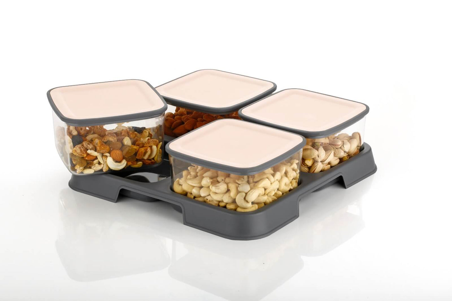 4-in-1 Multi-Purpose Dry Fruit Storage Box with Tray KiviiKart