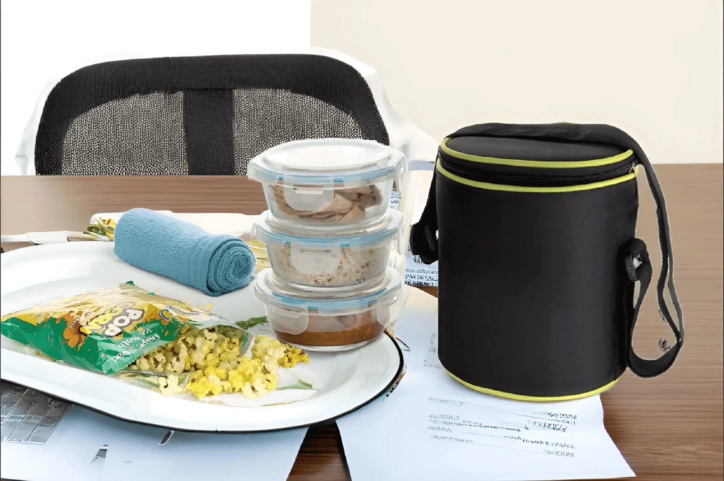 Glass Lunch Box 400 ml, Microwave Safe Office Tiffin (Transparent), Round, Microwave Safe Office Tiffin Box for Office use, Student, Women, Men, Girls(Premium Glass Lunch Box-3 Container) My Store