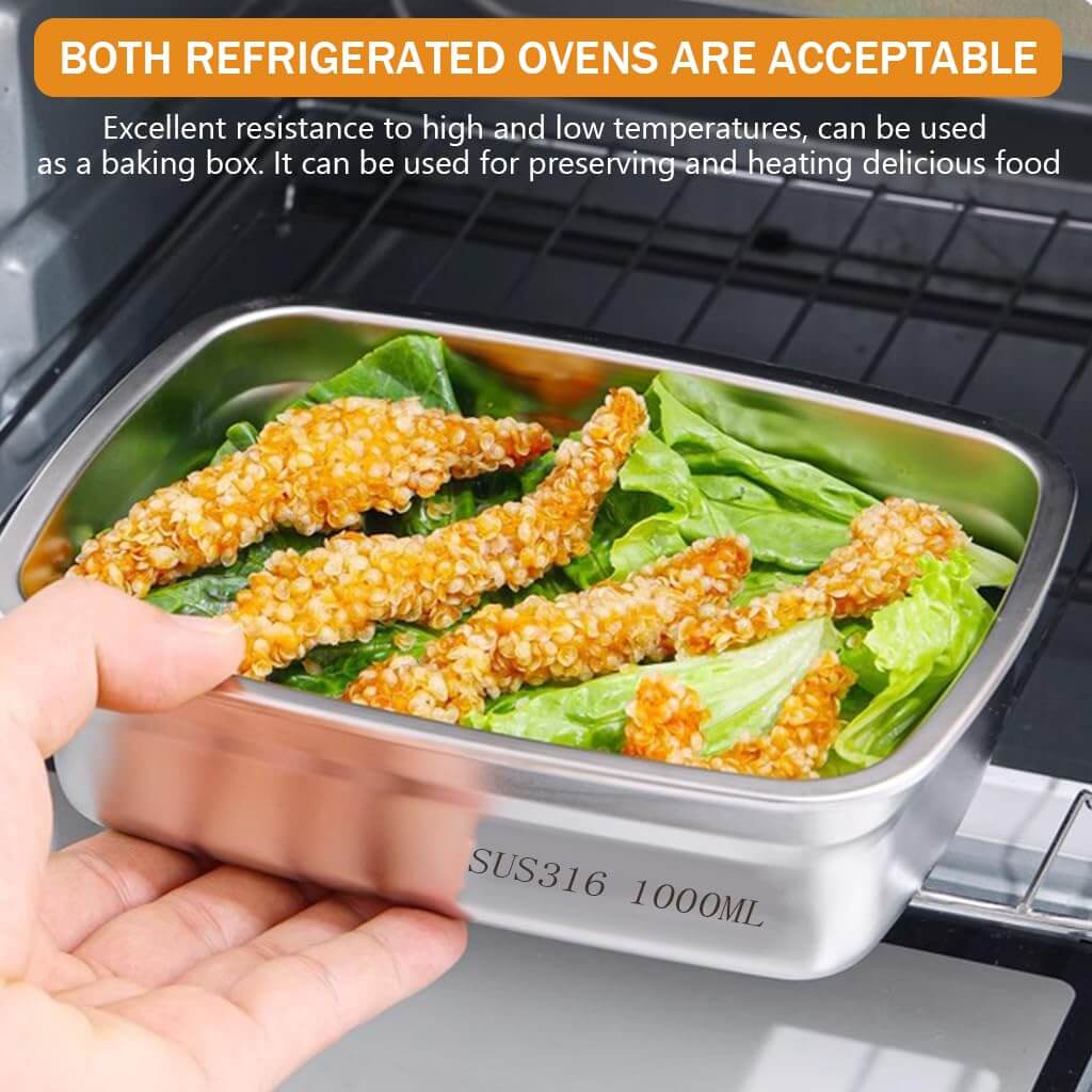 Fridge Storage Box 1200Ml & 1500Ml 316 Stainless Steel Food Storage Containers, Leak proof Kitchen Organizer, Freshness Locking, Microwavable & Freezer Safe KiviiKart