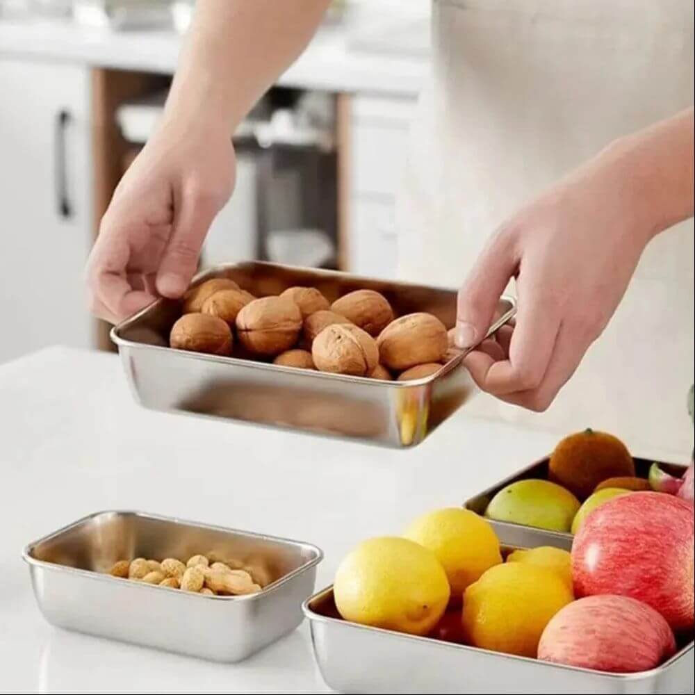 Fridge Storage Box 1200Ml & 1500Ml 316 Stainless Steel Food Storage Containers, Leak proof Kitchen Organizer, Freshness Locking, Microwavable & Freezer Safe KiviiKart
