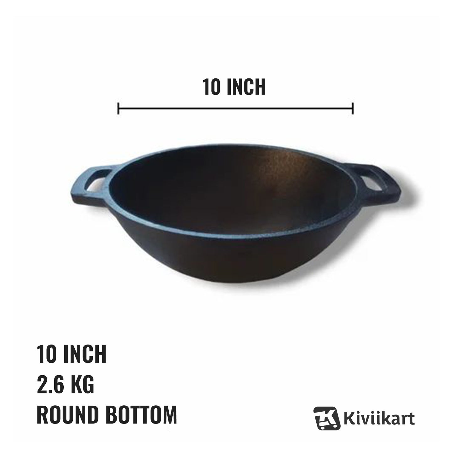 Cast Iron Kadai | Heavy Duty Traditional Cookware for Deep Frying & Curry | Toxin-Free & Long-Lasting KiviiKart