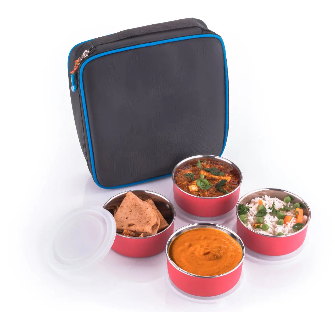 Lunch Box/Tiffin Box with Insulated Bag Stainless Steel Stackable Large Capacity Food Containers for office use, Student, Women, Men, Girls with Bag Cover, Air Tight ,Deluxe Lunch Box - 4 Container My Store