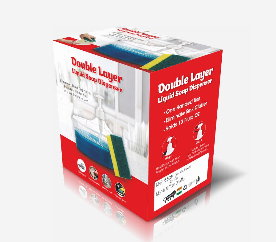 Double Layer Soap Dispenser for Bathroom Accessories Dishwasher Liquid Holder Liquid Dispenser Pump with Sponge Holder Kitchen Sink Accessories Items KiviiKart