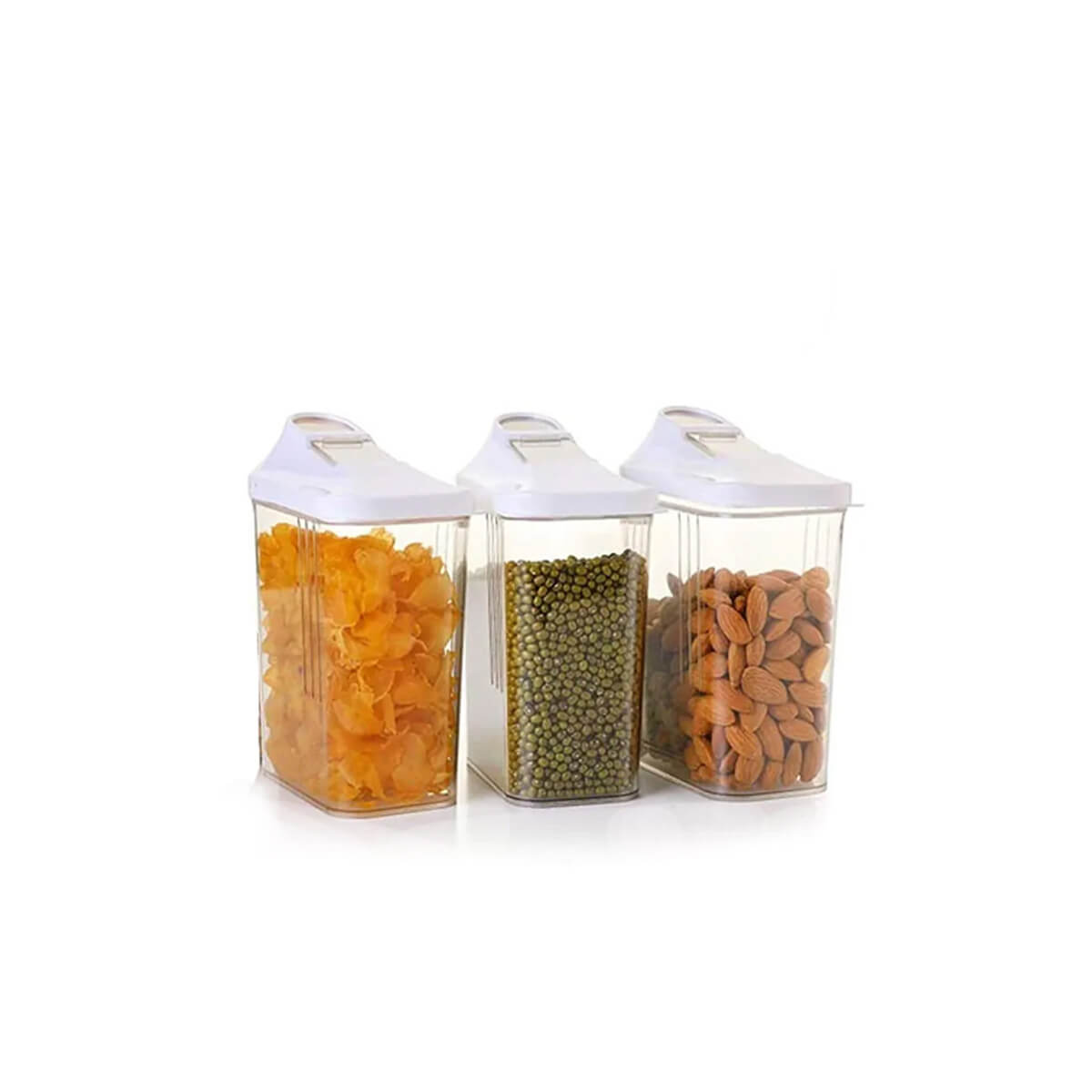 Easy Flow Plastic Kitchen Storage Jars & Container Set, Transparent Set of 6, (750 ml, 1100 ml, 1700 ml) KiviiKart