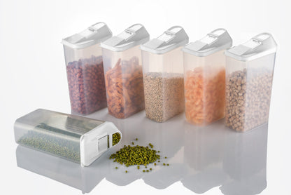 Easy Flow Plastic Kitchen Storage Jars & Container Set, Transparent Set of 6, (750 ml, 1100 ml, 1700 ml) KiviiKart