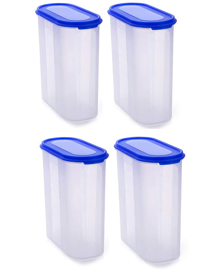 Air Tight Kitchen Stackable Durable BPA-Free Modular Design Storage Container Set with Plain Lids, 5Pcs Food Saver Plastic Jar Set for Pulses, Rice, Dal, Atta, Flour, Cereals, Snacks KiviiKart