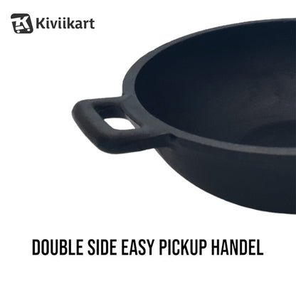 Natural Pre-Seasoned Cast Iron Kadai, 22.86cm/9 Inch, 2.5 LTR, Induction & Oven Friendly, Naturally Non-Stick, 100% Iron & Toxin-Free, No Chemical Coating KiviiKart
