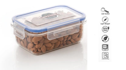 Kitchen Storage Containers set of 3-600ml, Plastic Fridge Storage container with Lock & Fresh Lid, Blue (3) My Store