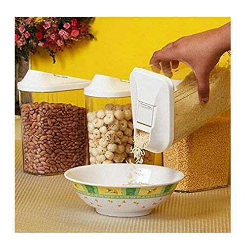 Easy Flow Plastic Kitchen Storage Jars & Container Set, Transparent Set of 6, (750 ml, 1100 ml, 1700 ml) KiviiKart