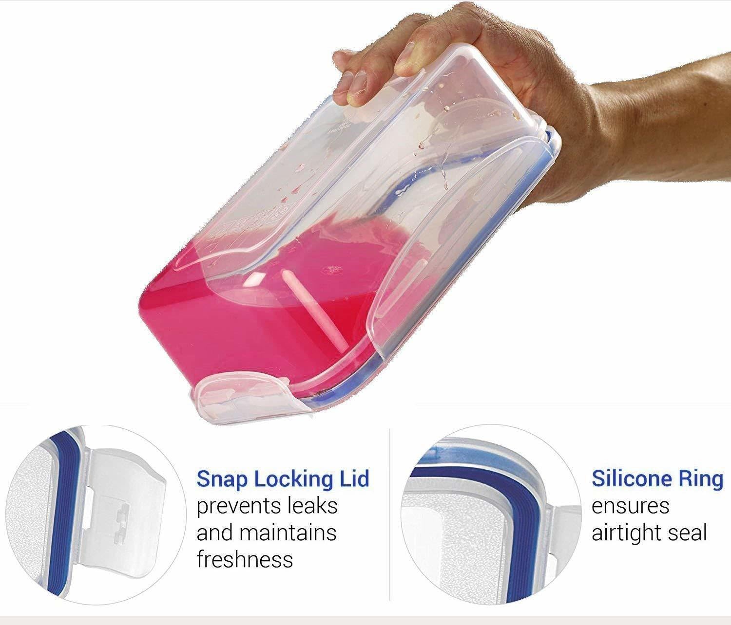 Kitchen Storage Containers set of 3-600ml, Plastic Fridge Storage container with Lock & Fresh Lid, Blue (3) My Store