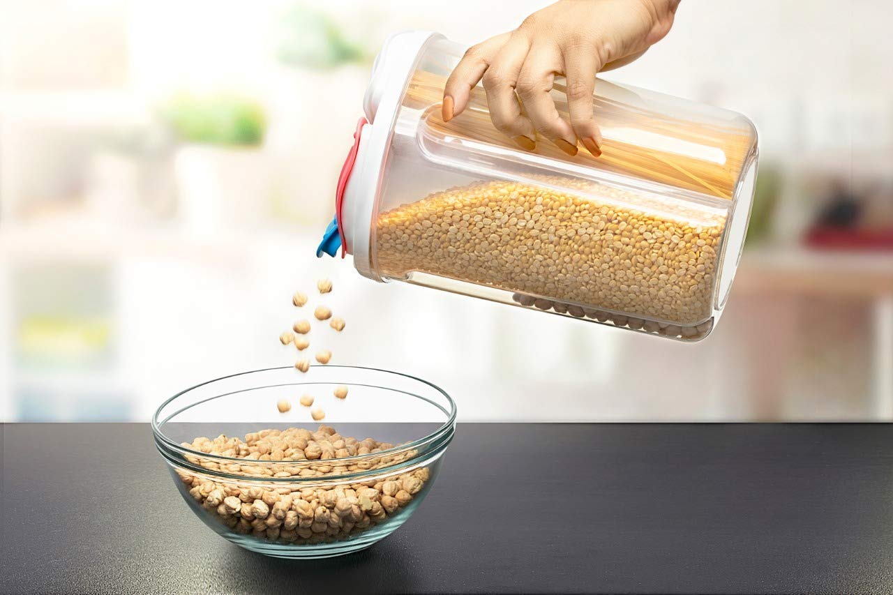 4 in 1 Food Storage Container Air Tight Transparent Masala Dabba Container Plastic Storage Box 4 Sections Jar Multicolor My Store
