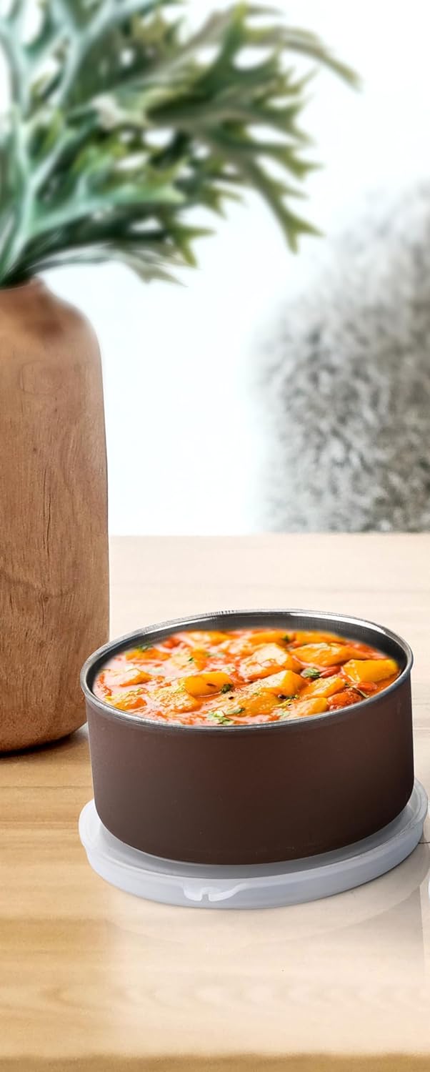 Plastic Stainless Steel Lunch Box 2 in 1 Leak Proof Container with Bag - 350ML My Store