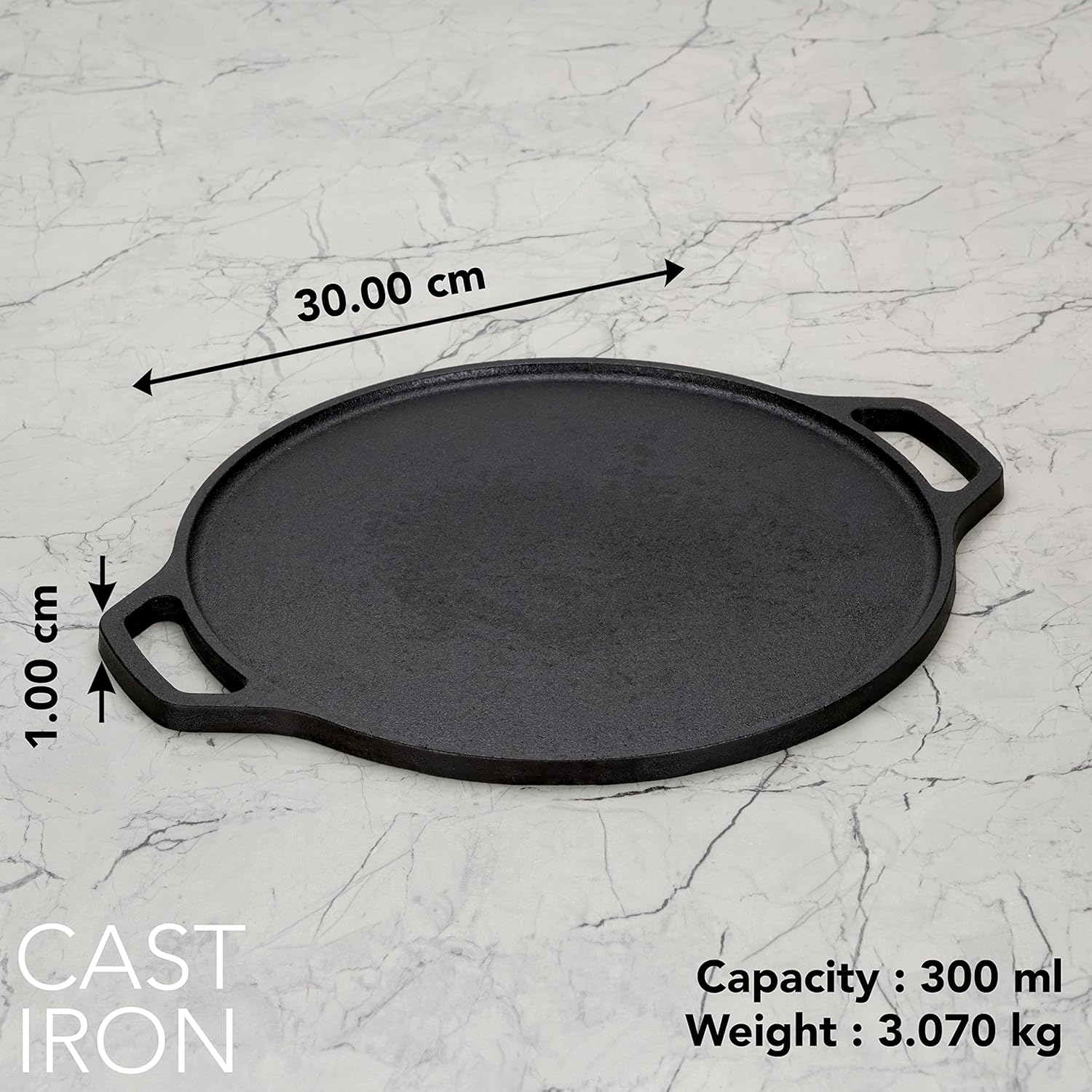 30.48 cm (12 inch) Cast Iron Dosa Tawa,Super Durable(Lasts for Generation),Retains Heat for Long| KiviiKart
