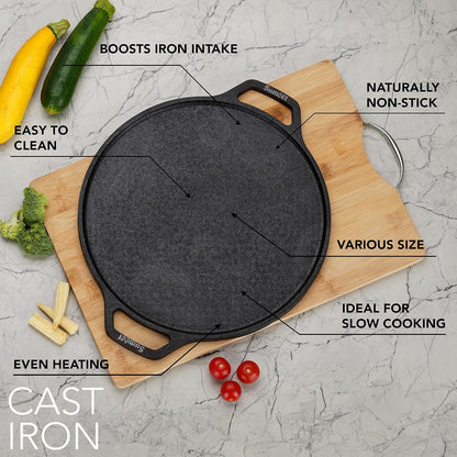 30.48 cm (12 inch) Cast Iron Dosa Tawa,Super Durable(Lasts for Generation),Retains Heat for Long| KiviiKart