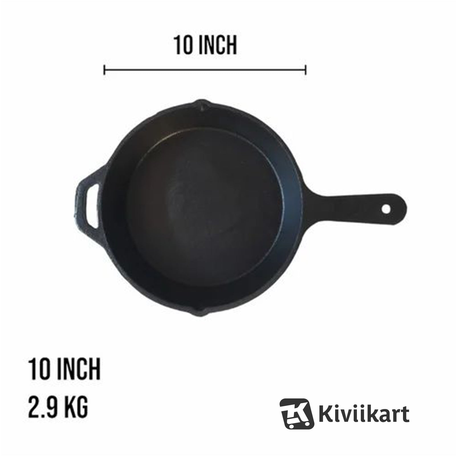 Cast Iron Pre Seasoned Large 10(25.4 cm) Inch Skillet/Frying Pan/Griddle Cookware Utensils for Indoor and Outdoor Cooking KiviiKart