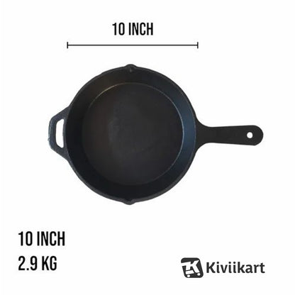 Cast Iron Pre Seasoned Large 10(25.4 cm) Inch Skillet/Frying Pan/Griddle Cookware Utensils for Indoor and Outdoor Cooking KiviiKart