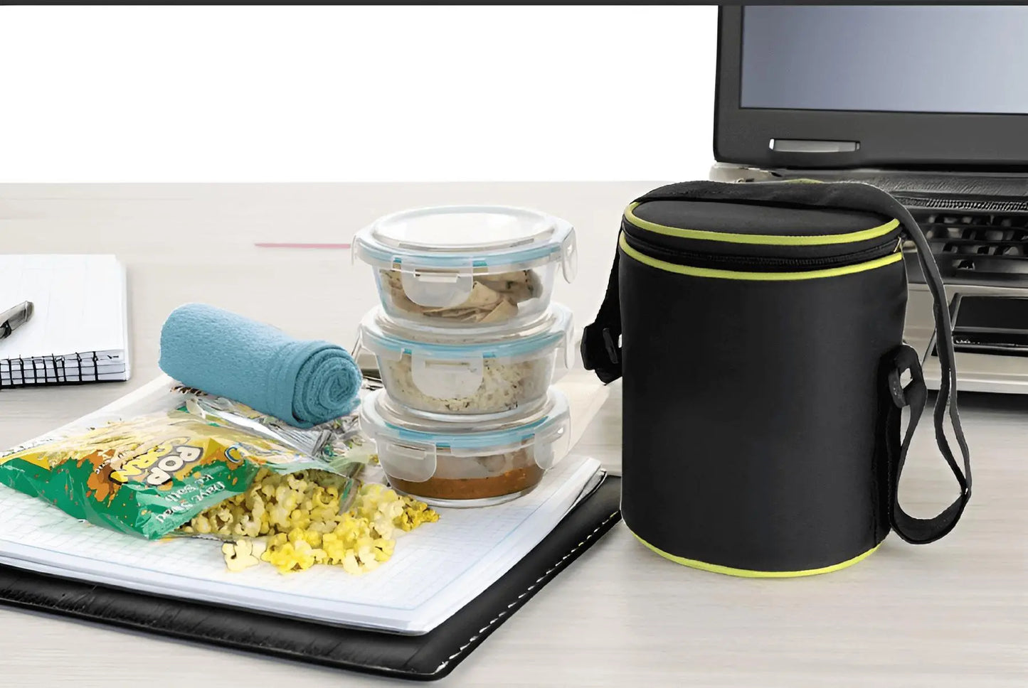Glass Lunch Box 400 ml, Microwave Safe Office Tiffin (Transparent), Round, Microwave Safe Office Tiffin Box for Office use, Student, Women, Men, Girls(Premium Glass Lunch Box-3 Container) My Store