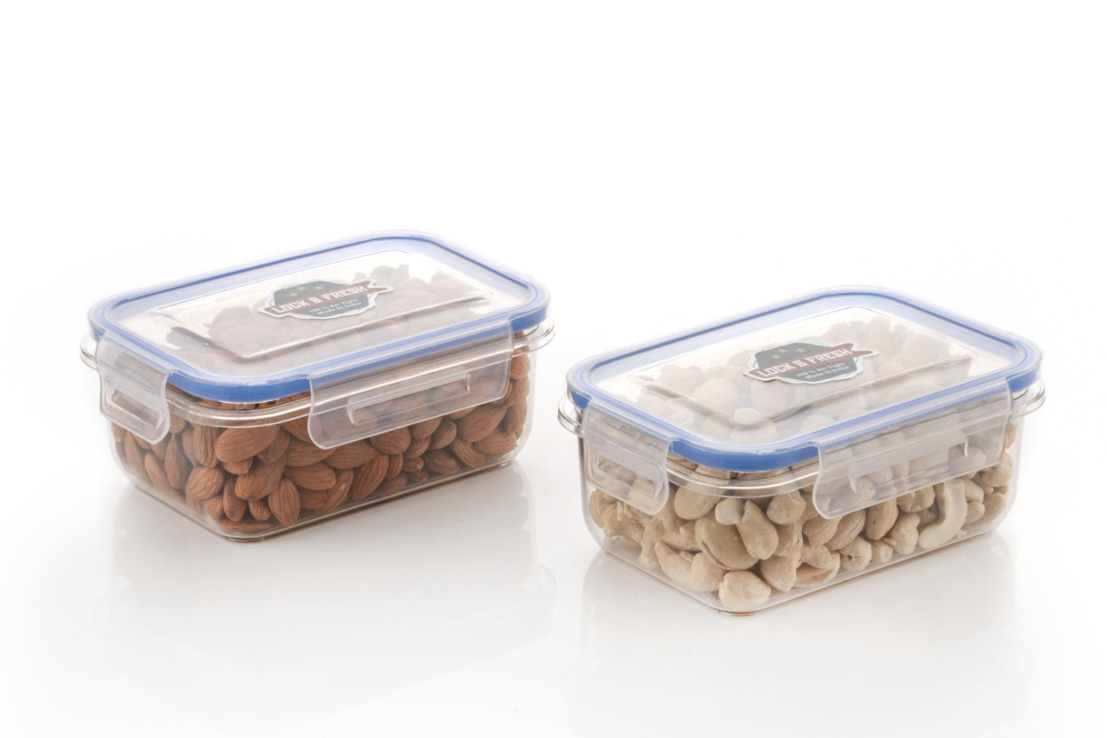 Kitchen Storage Containers set of 3-600ml, Plastic Fridge Storage container with Lock & Fresh Lid, Blue (3) My Store