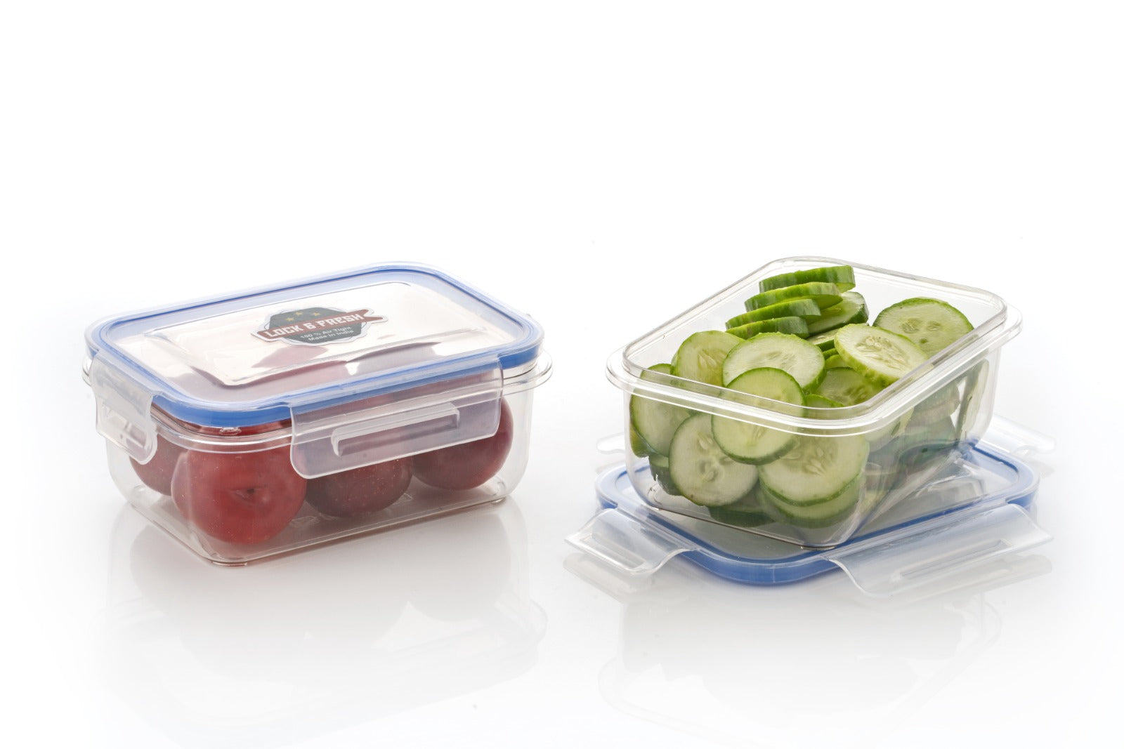 Kitchen Storage Containers set of 3-600ml, Plastic Fridge Storage container with Lock & Fresh Lid, Blue (3) My Store