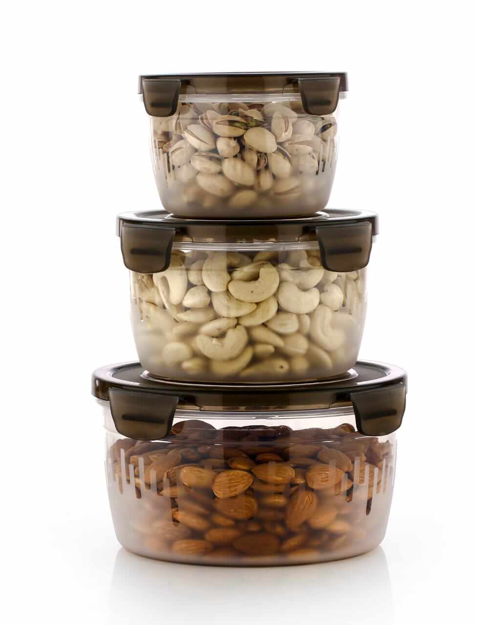 3PC Brown Plastic food Storage Container With Airtight Lid For Kitchen Pack of 3 (600ml,1200ml,1800ml) (Brown) My Store