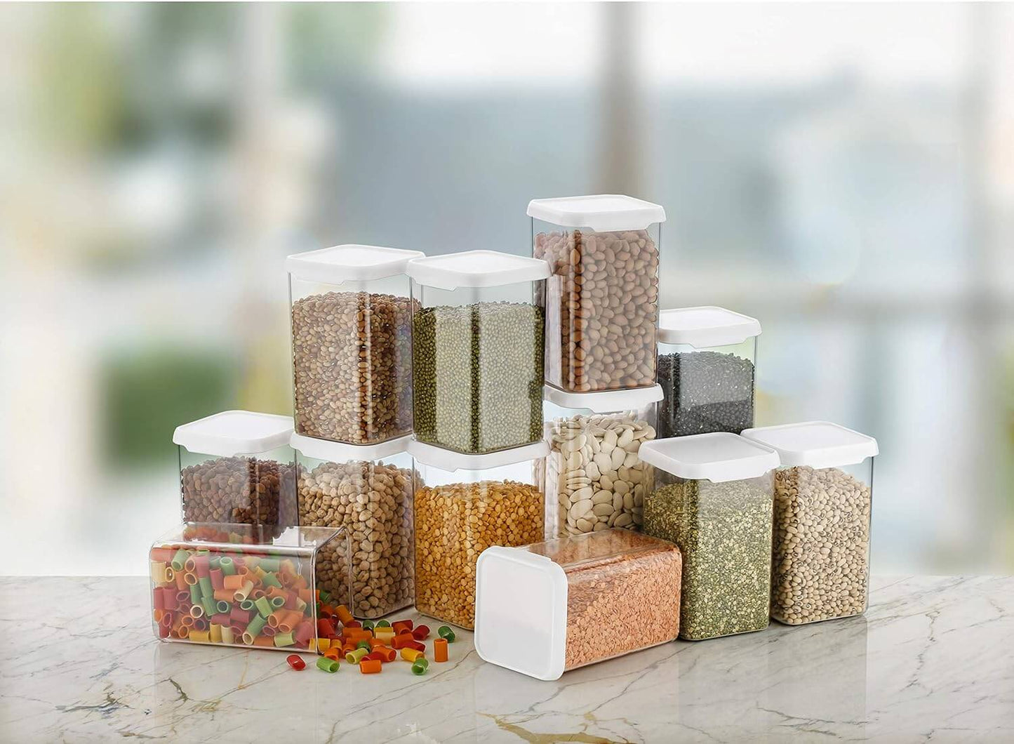 Square Push Cap Container set of 6/12 (1100 ml) My Store