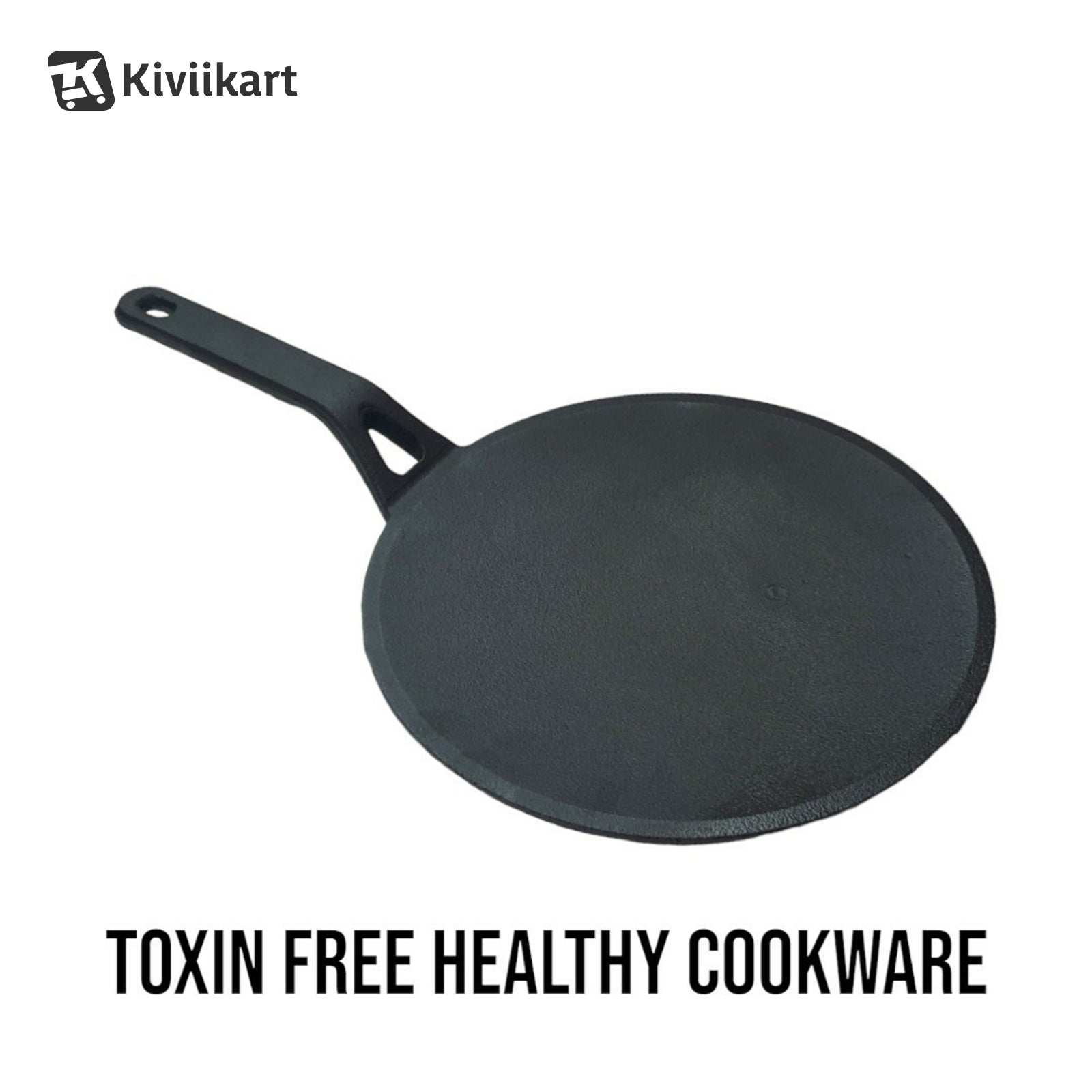10-inch(25.4 cm) Cast Iron Concave Tawa | Toxin-Free & Durable Cookware for Healthy Cooking KiviiKart