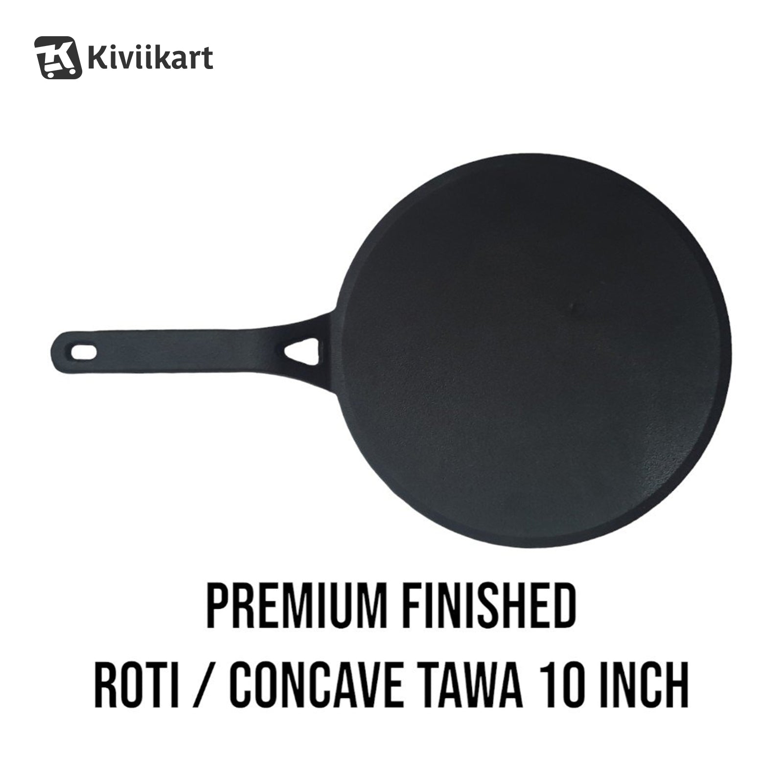 10-inch(25.4 cm) Cast Iron Concave Tawa | Toxin-Free & Durable Cookware for Healthy Cooking KiviiKart