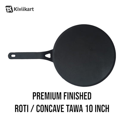 10-inch(25.4 cm) Cast Iron Concave Tawa | Toxin-Free & Durable Cookware for Healthy Cooking KiviiKart