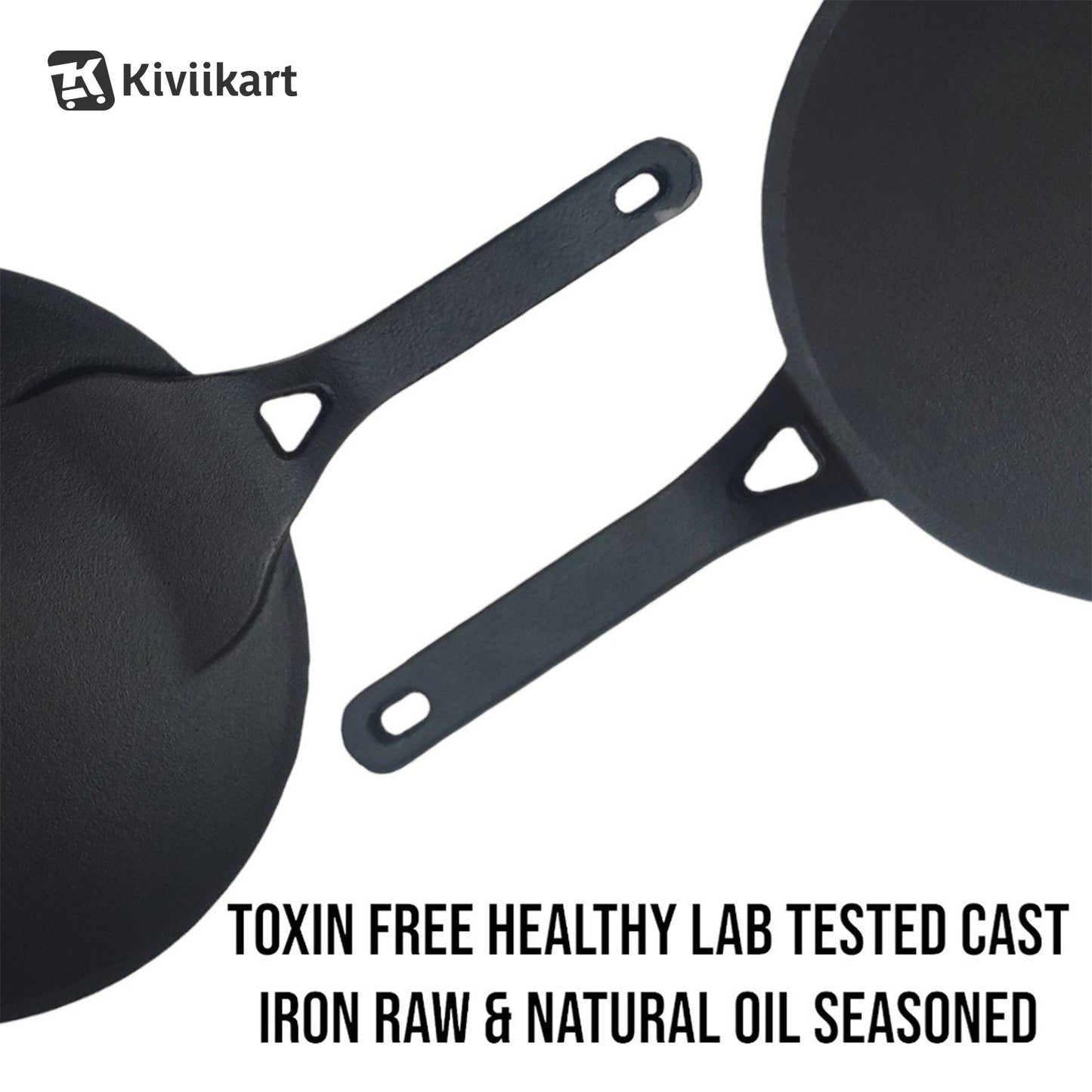 10-inch(25.4 cm) Cast Iron Concave Tawa | Toxin-Free & Durable Cookware for Healthy Cooking KiviiKart