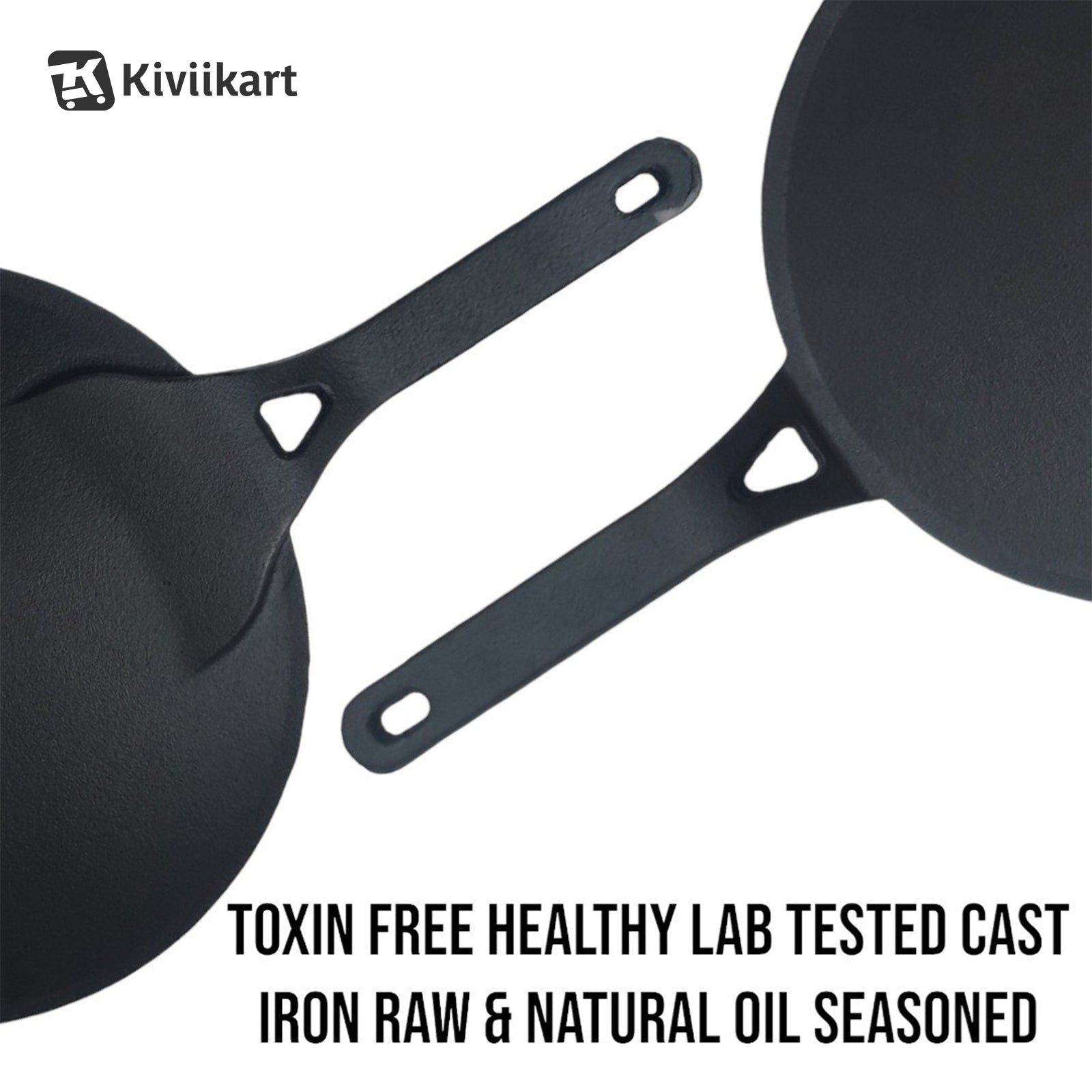 10-inch(25.4 cm) Cast Iron Concave Tawa | Toxin-Free & Durable Cookware for Healthy Cooking KiviiKart
