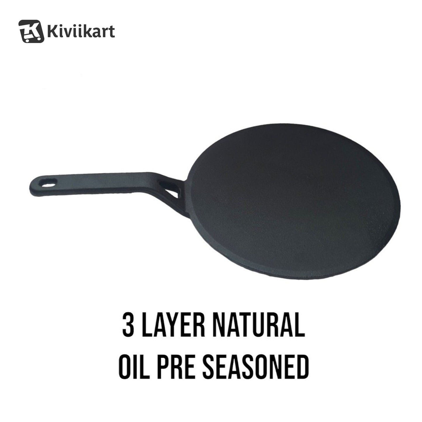 10-inch(25.4 cm) Cast Iron Concave Tawa | Toxin-Free & Durable Cookware for Healthy Cooking KiviiKart