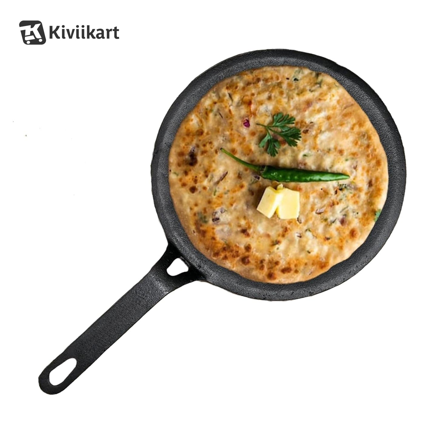 10-inch(25.4 cm) Cast Iron Concave Tawa | Toxin-Free & Durable Cookware for Healthy Cooking KiviiKart