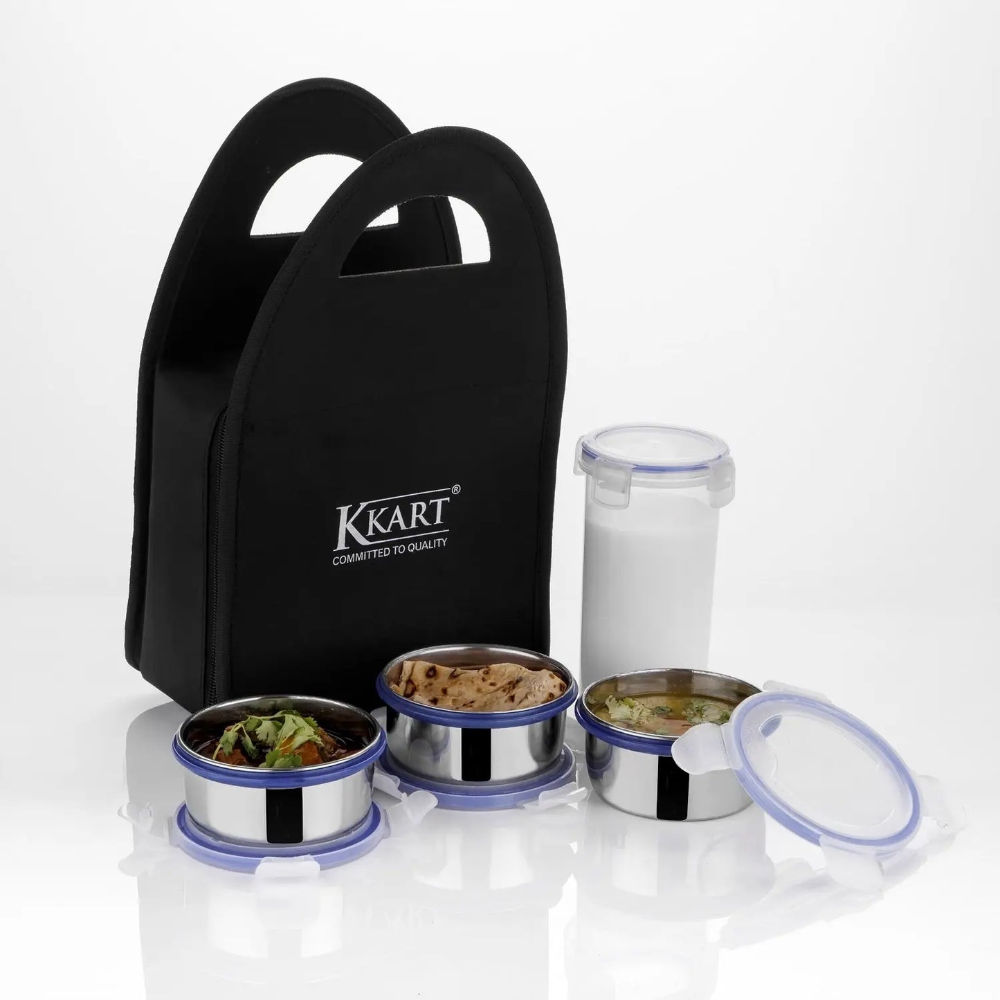 Royal 3 Containers Stainless Steel with Leak Proof Plastic water bottle Lunch Box My Store