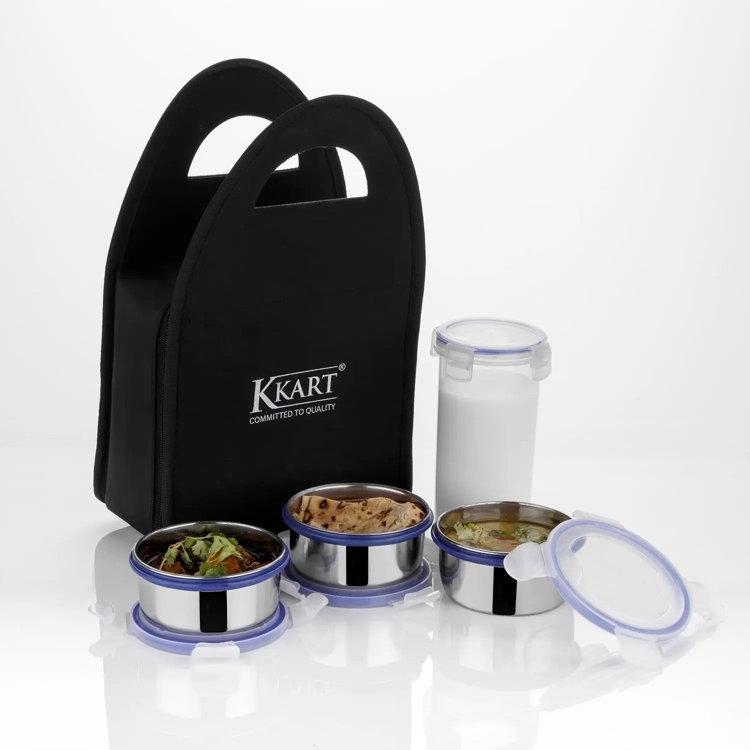 Royal 3 Containers Stainless Steel with Leak Proof Plastic water bottle Lunch Box My Store