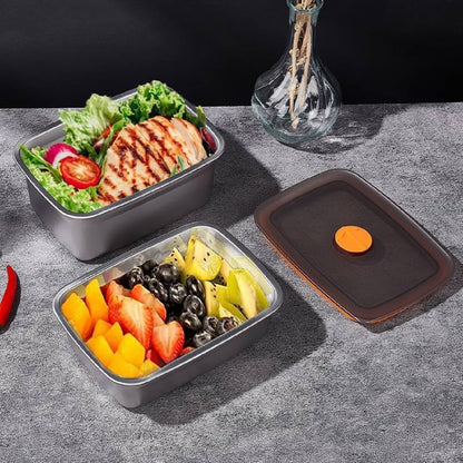 Fridge Storage Box 1200Ml & 1500Ml 316 Stainless Steel Food Storage Containers, Leak proof Kitchen Organizer, Freshness Locking, Microwavable & Freezer Safe KiviiKart
