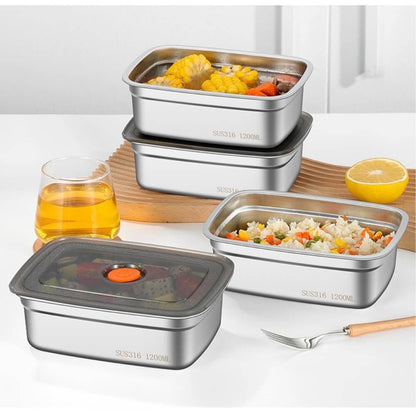 Fridge Storage Box 1200Ml & 1500Ml 316 Stainless Steel Food Storage Containers, Leak proof Kitchen Organizer, Freshness Locking, Microwavable & Freezer Safe KiviiKart