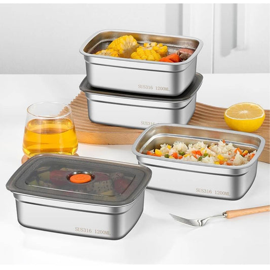 Fridge Storage Box 1200Ml & 1500Ml 316 Stainless Steel Food Storage Containers, Leak proof Kitchen Organizer, Freshness Locking, Microwavable & Freezer Safe KiviiKart
