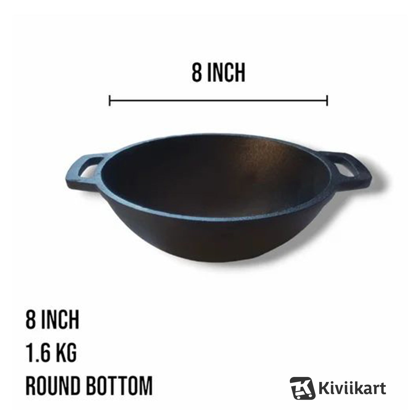 Cast Iron Kadai | Heavy Duty Traditional Cookware for Deep Frying & Curry | Toxin-Free & Long-Lasting KiviiKart