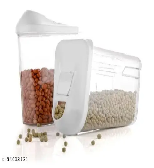 Easy Flow Plastic Kitchen Storage Jars & Container Set, Transparent Set of 6, (750 ml, 1100 ml, 1700 ml) KiviiKart