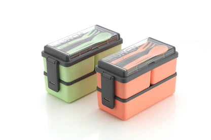 Lunch box, Plastic Lunch Box for Children, Adult, Lunch Box, Bento Box with 3 Compartments and Cutlery, Microwave Heating (Green) My Store