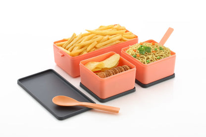 Lunch box, Plastic Lunch Box for Children, Adult, Lunch Box, Bento Box with 3 Compartments and Cutlery, Microwave Heating (Green) My Store