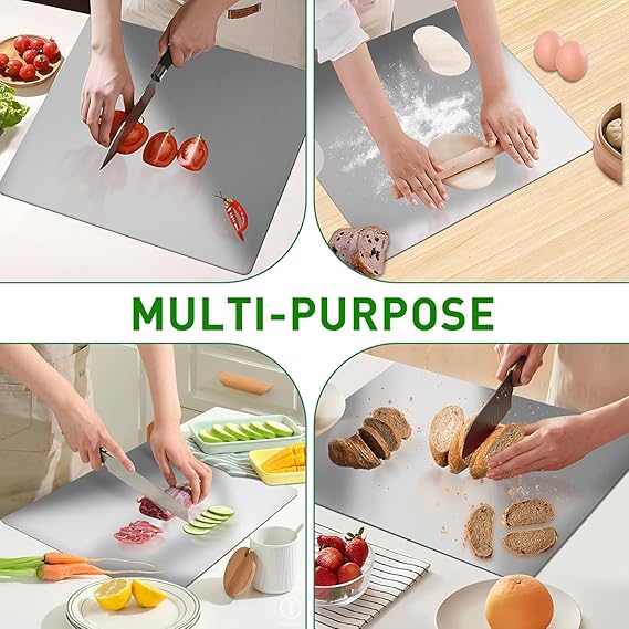 Premium Stainless Steel Chopping Board, 41x29 cm 304 Stainless Steel Cutting Board, Large cutting board suitable for meat, fruits, vegetables, bread, and baking KiviiKart