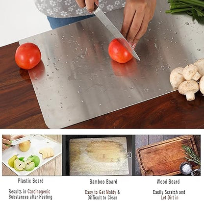 Premium Stainless Steel Chopping Board, 41x29 cm 304 Stainless Steel Cutting Board, Large cutting board suitable for meat, fruits, vegetables, bread, and baking KiviiKart