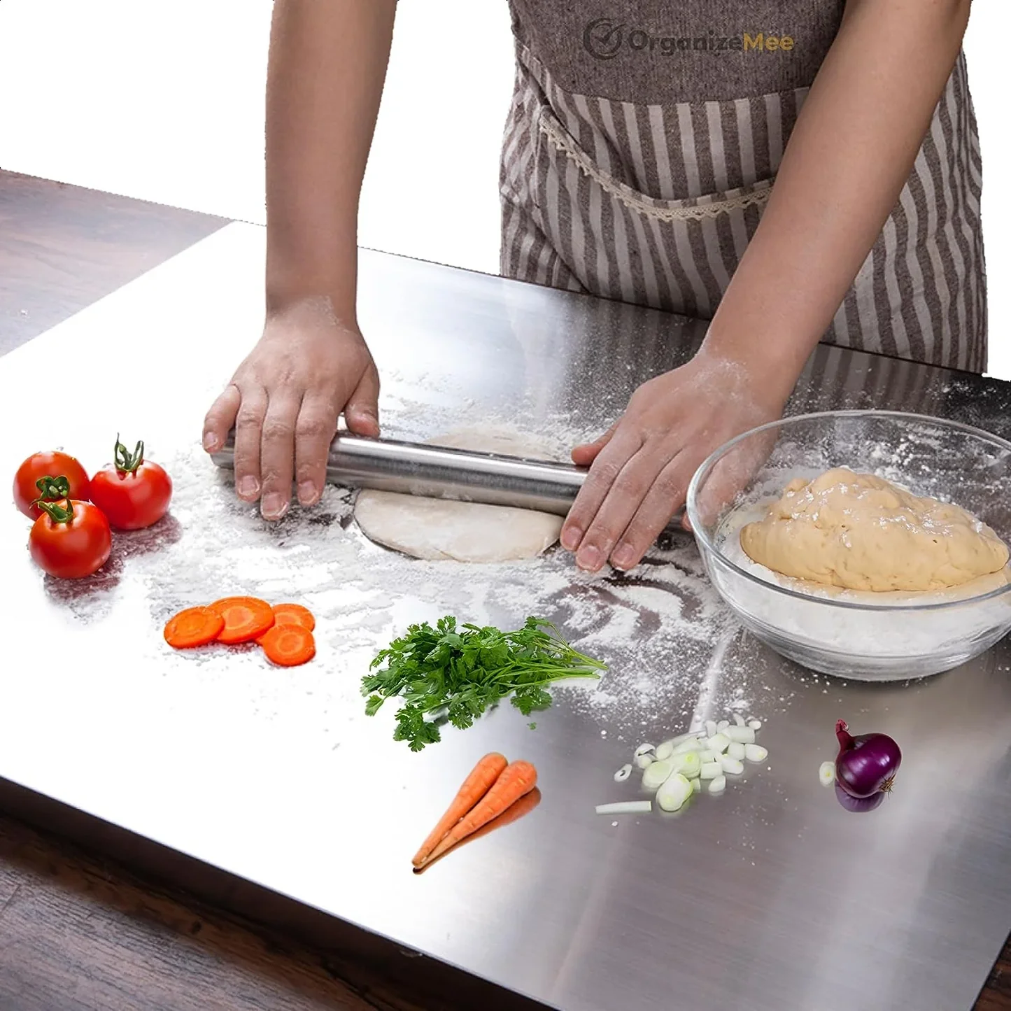 Premium Stainless Steel Chopping Board, 41x29 cm 304 Stainless Steel Cutting Board, Large cutting board suitable for meat, fruits, vegetables, bread, and baking KiviiKart