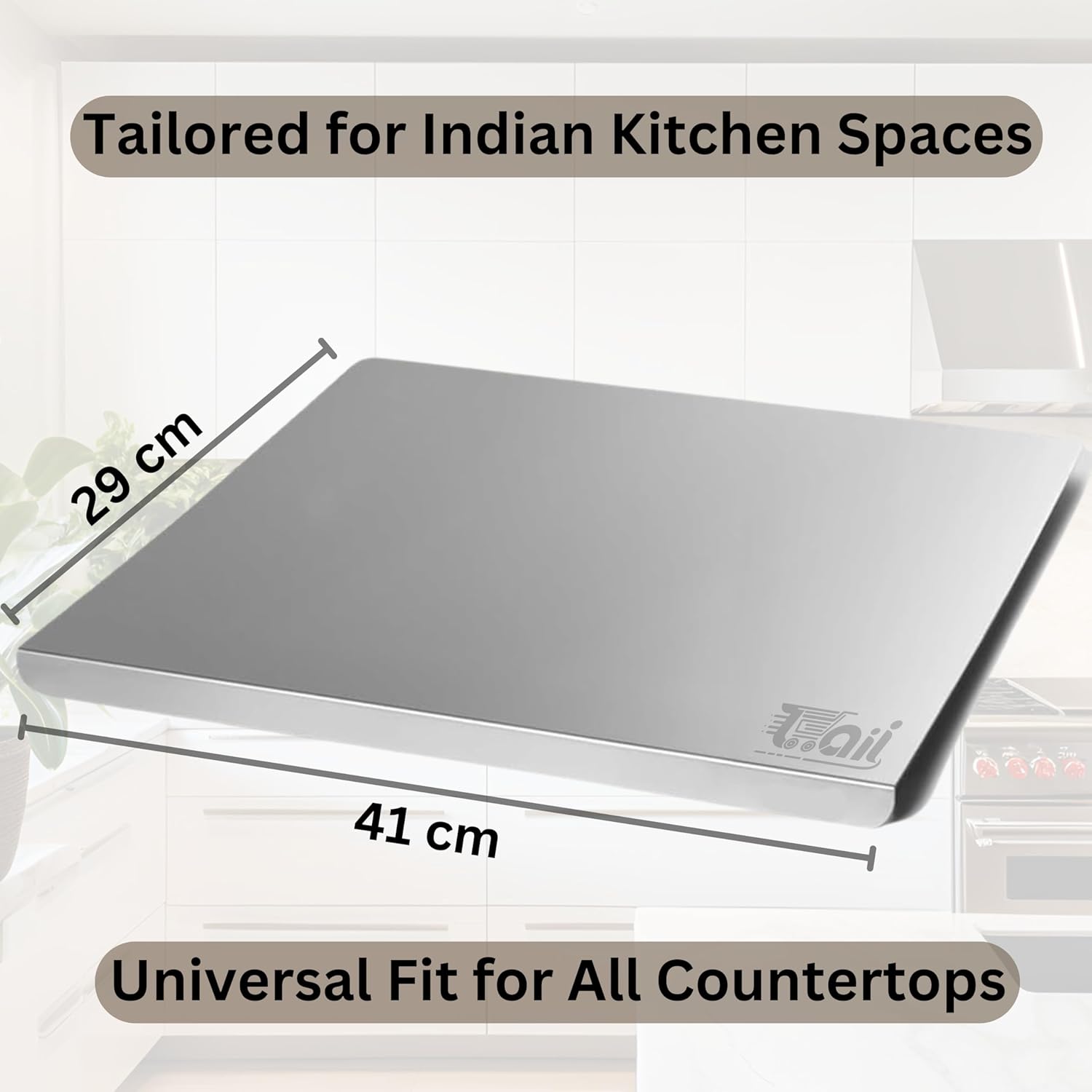 Premium Stainless Steel Chopping Board, 41x29 cm 304 Stainless Steel Cutting Board, Large cutting board suitable for meat, fruits, vegetables, bread, and baking KiviiKart