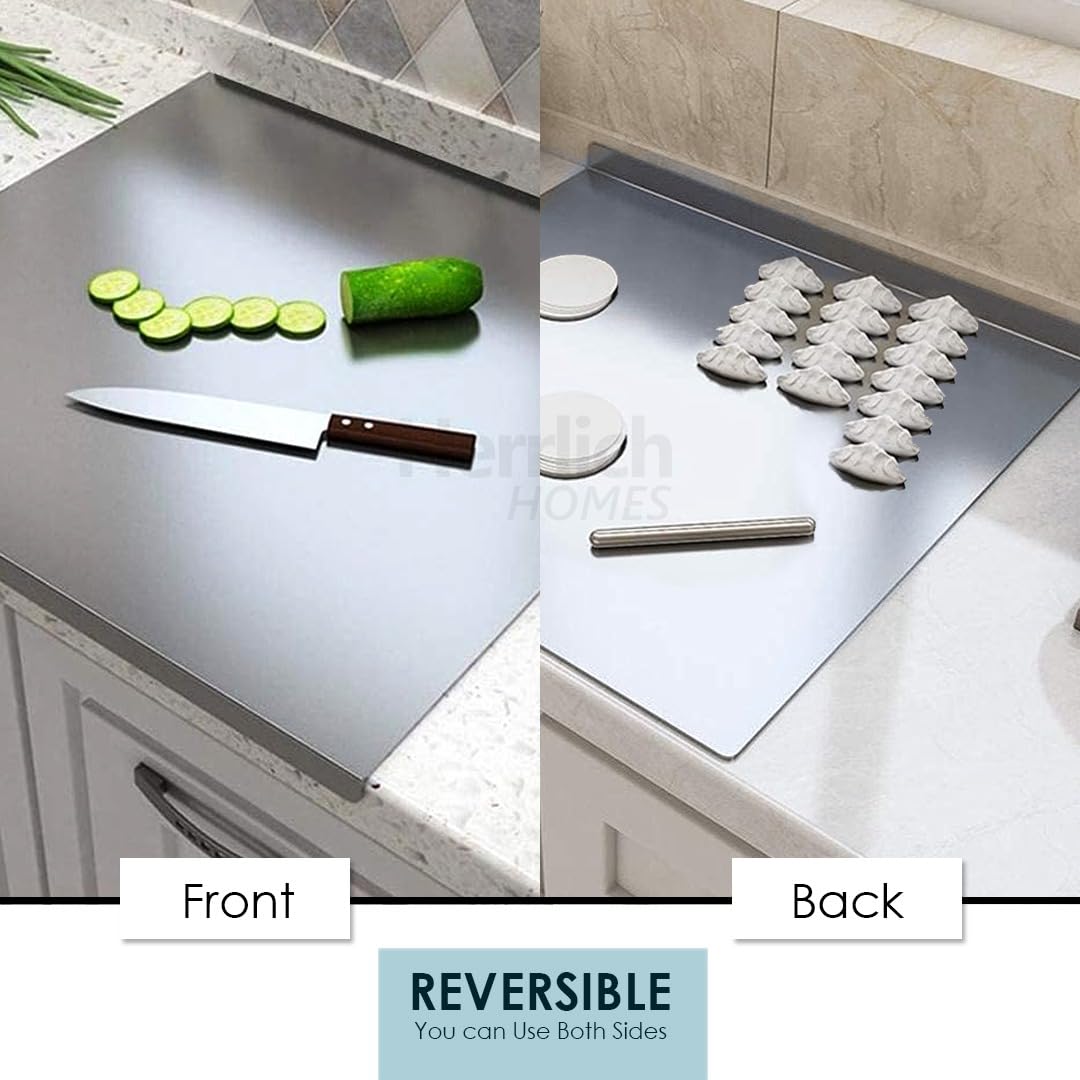 Premium Stainless Steel Chopping Board, 41x29 cm 304 Stainless Steel Cutting Board, Large cutting board suitable for meat, fruits, vegetables, bread, and baking KiviiKart