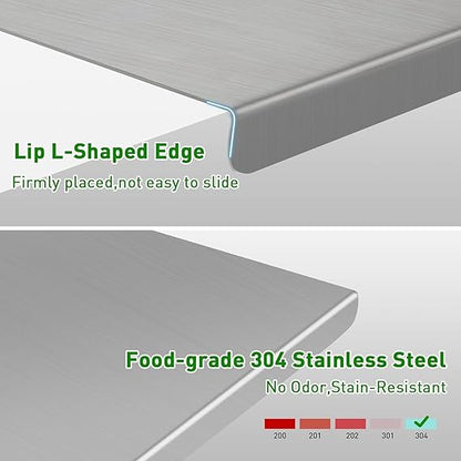 Premium Stainless Steel Chopping Board, 41x29 cm 304 Stainless Steel Cutting Board, Large cutting board suitable for meat, fruits, vegetables, bread, and baking KiviiKart